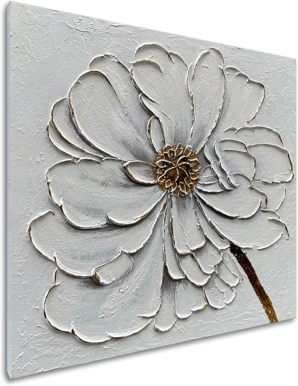 Oil Painting 24x24 Golden Textured Flower Canvas Art work
