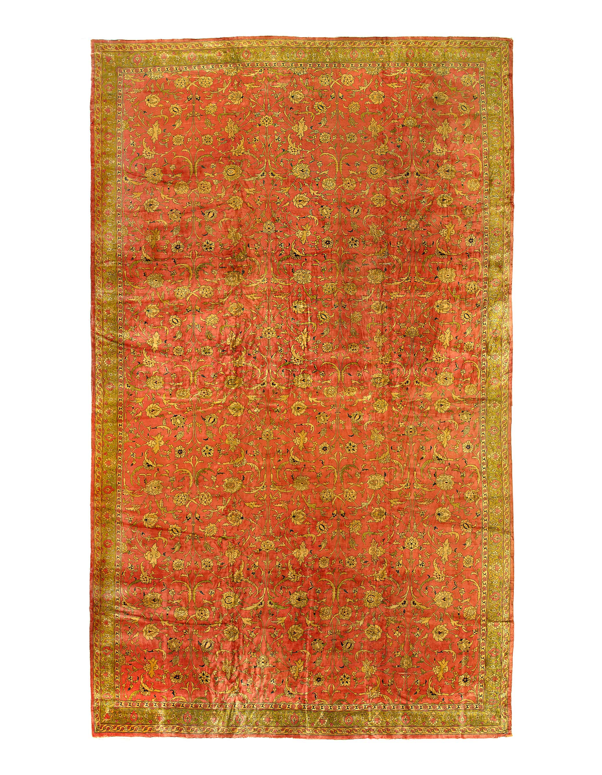 Fine Hand knotted Antique Agra rug 14'9"x25'7"-0