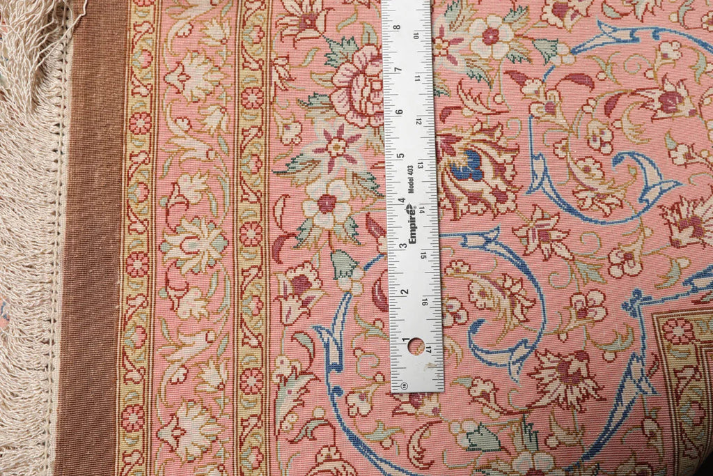 9x12 Gray, Blush Hand Knotted 100% Silk Traditional Authentic Kum 500 KPSI Oriental Area Rug-4