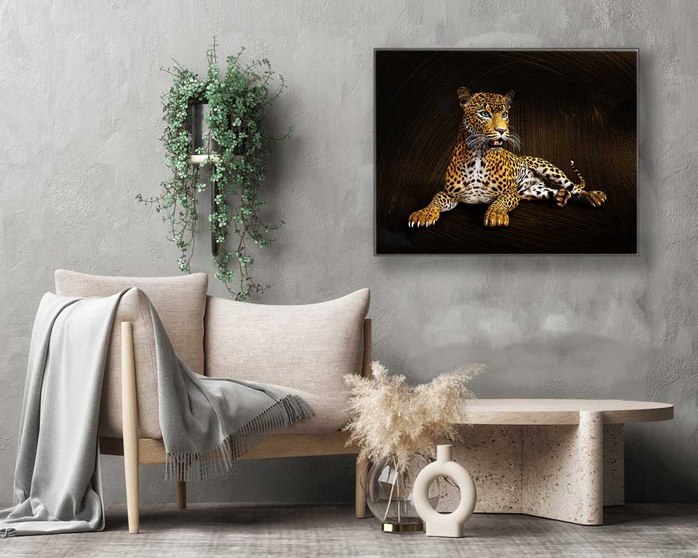 Leopard -Wildlife Canvas Art -Wall decor- Hand applied Gold varnish #4836-047-2