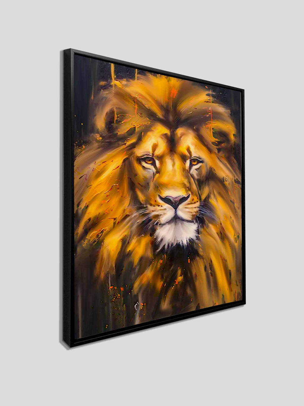 Canvas Lion Head - Wildlife Wall Art - Gold  Glitter-4