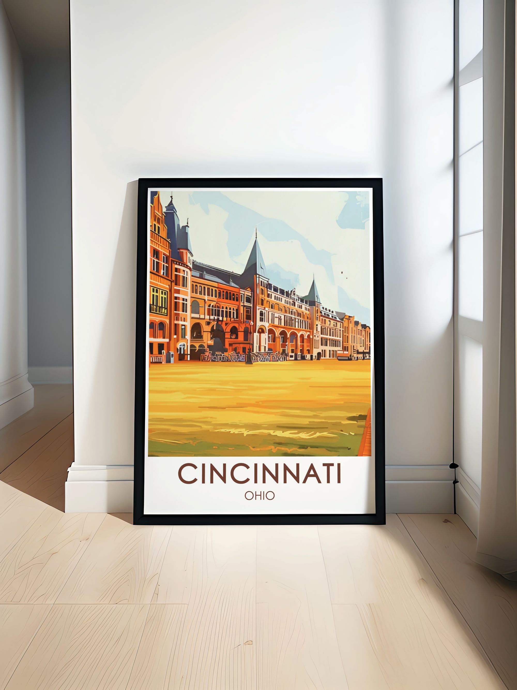Cincinnati Poster Print -  Cincinnati Music Hall Poster Print - Cincinnati Skyline Travel Print - Cincinnati City Map Canvas Art-0