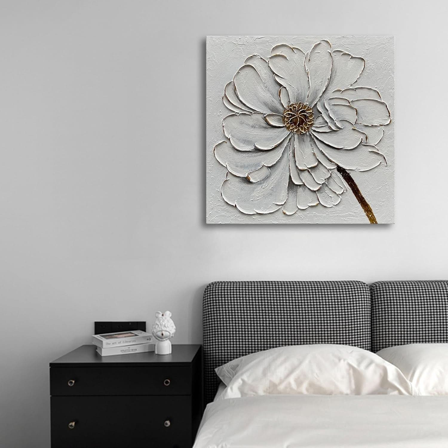Oil Painting 24x24 Golden Textured Flower Canvas Art work