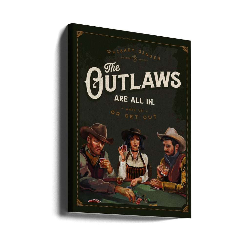 Outlaws Are All In Cool Cowboy Poker Art-0