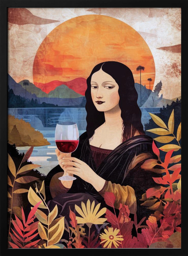 Wall art Mona Lisa Chill Out  Watercolor Digital Painting