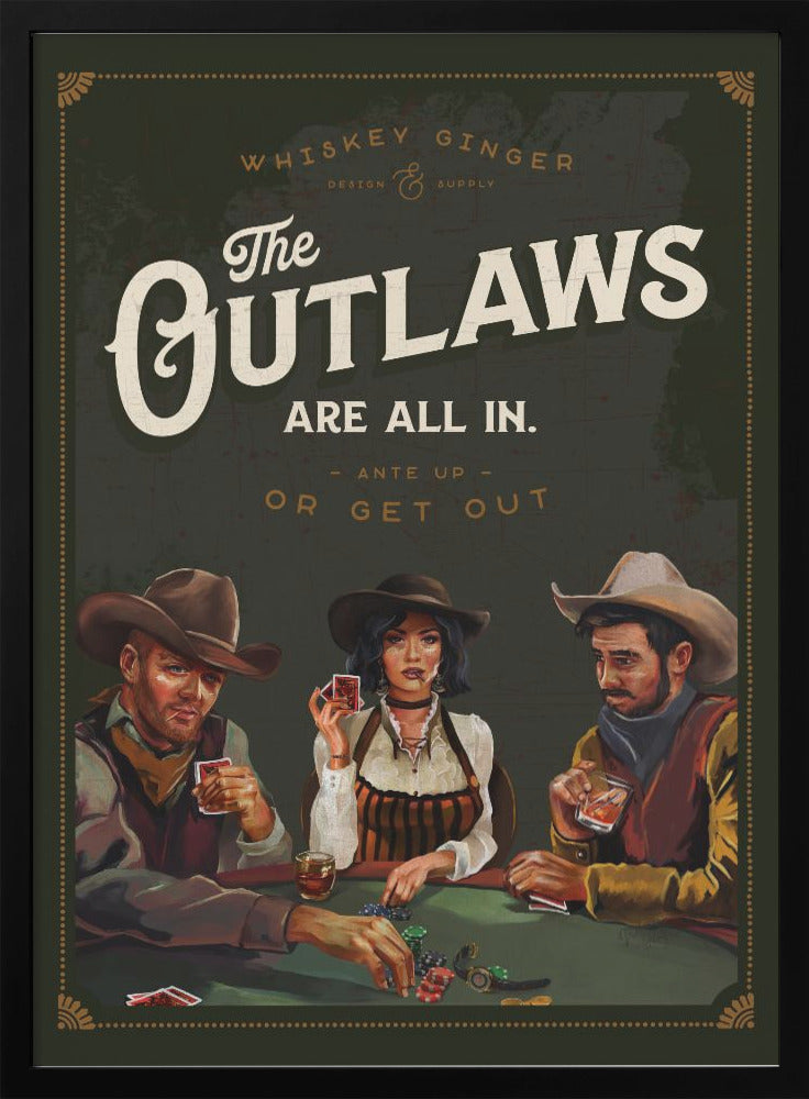 Outlaws Are All In Cool Cowboy Poker Art-2