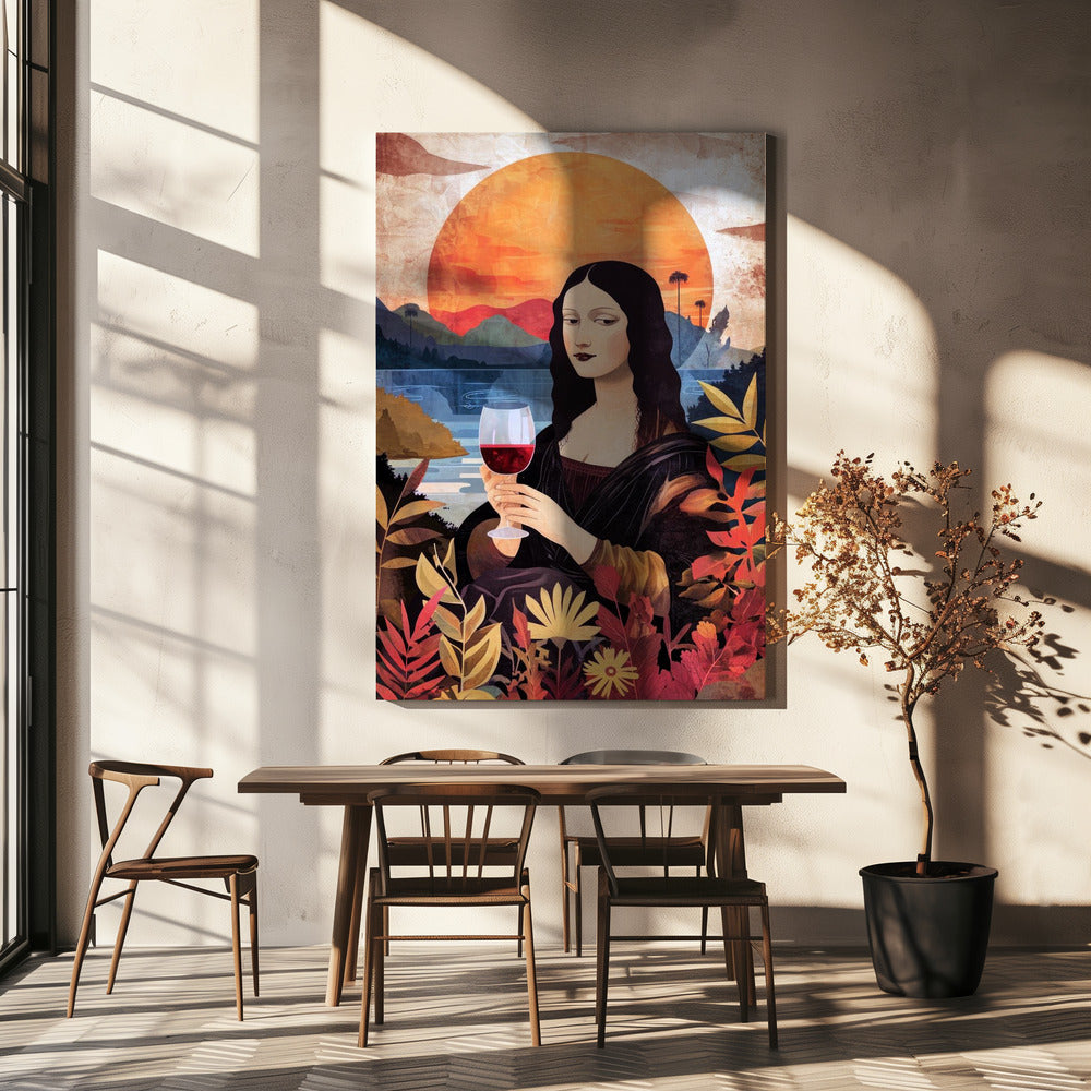 Wall art Mona Lisa Chill Out  Watercolor Digital Painting