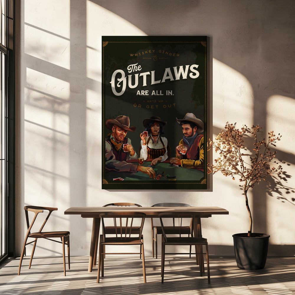 Outlaws Are All In Cool Cowboy Poker Art-4