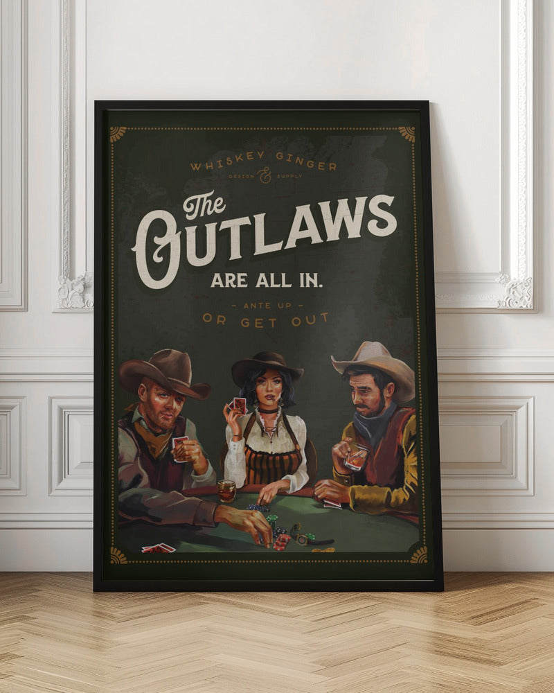 Outlaws Are All In Cool Cowboy Poker Art-3