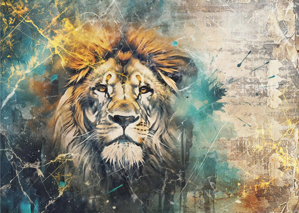 Wall art Lion Animal Vintage Art Illustration Wallart 04-3