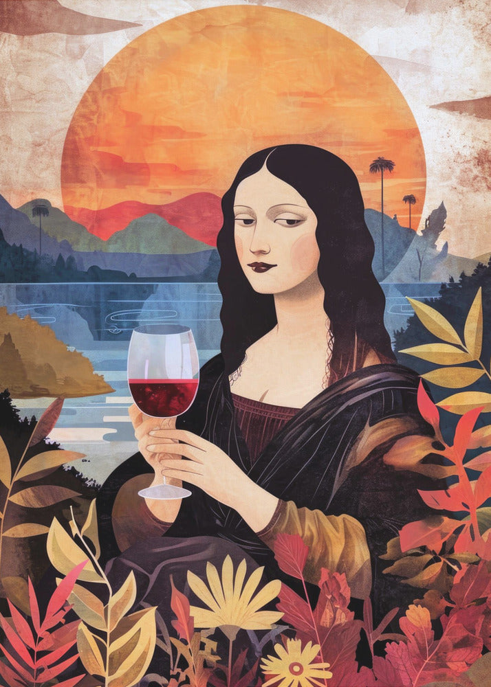 Wall art Mona Lisa Chill Out  Watercolor Digital Painting